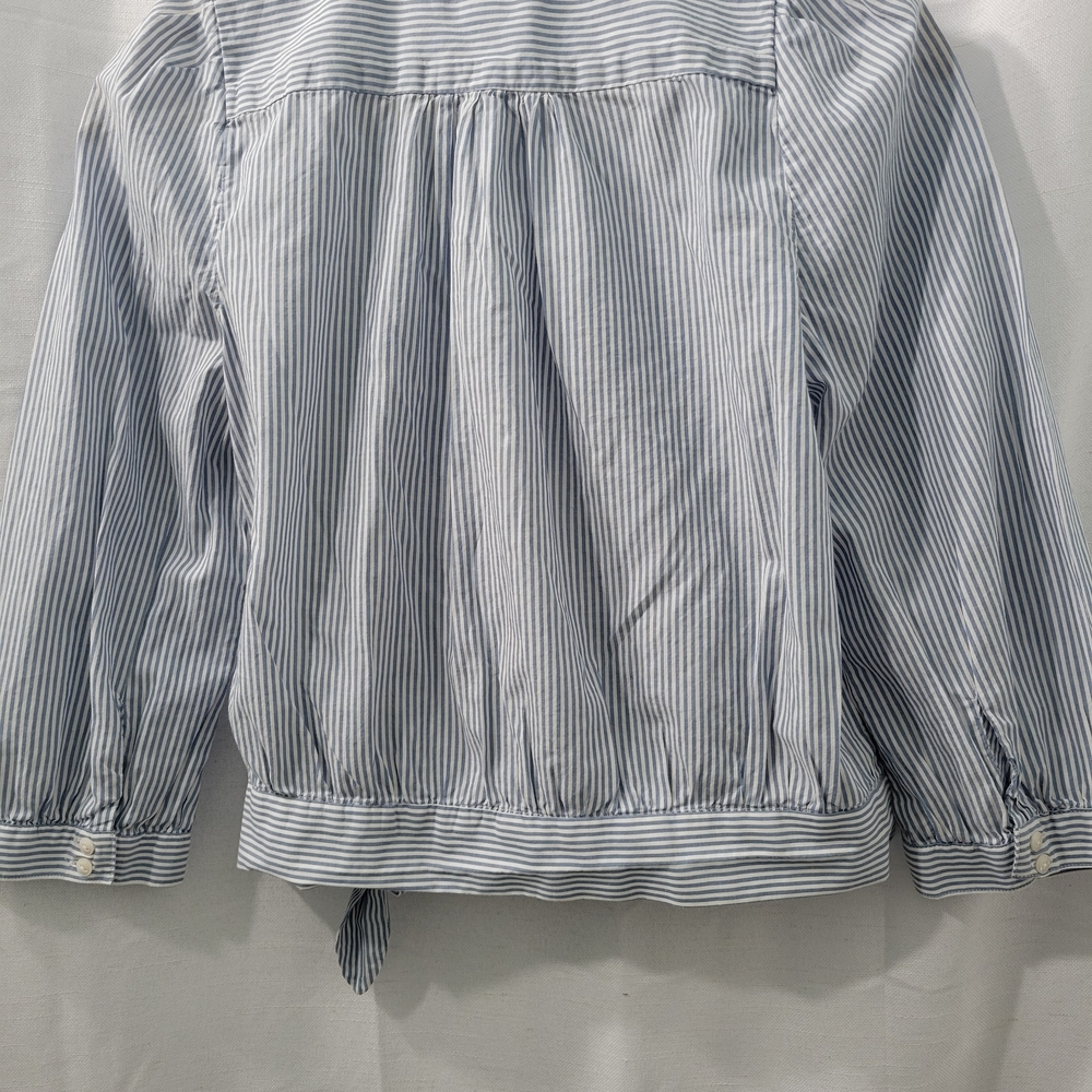 (SEA) Madewell Light Blue and White Striped Wrap Blouse - Picture 5 of 13